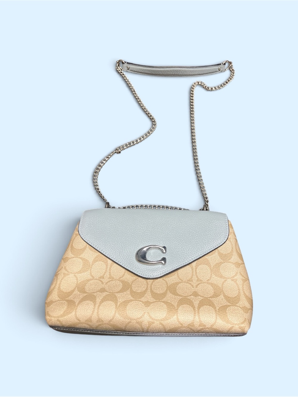 Coach Two-Tone Signature Crossbody in Chalk and Beige